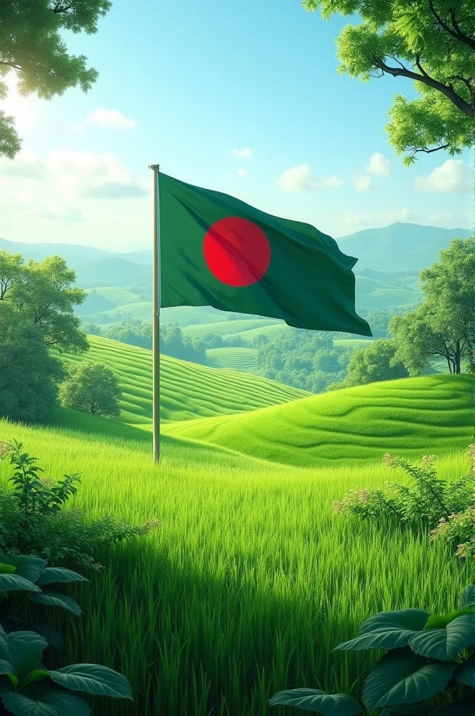 landscape natural green photo with Bangladesh flag