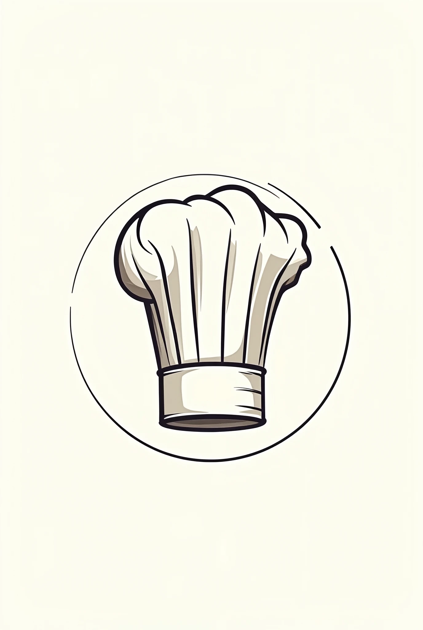 one line art of the toque (the chef's hat) in a circle profestional and artistic,unique with a better color scheme
