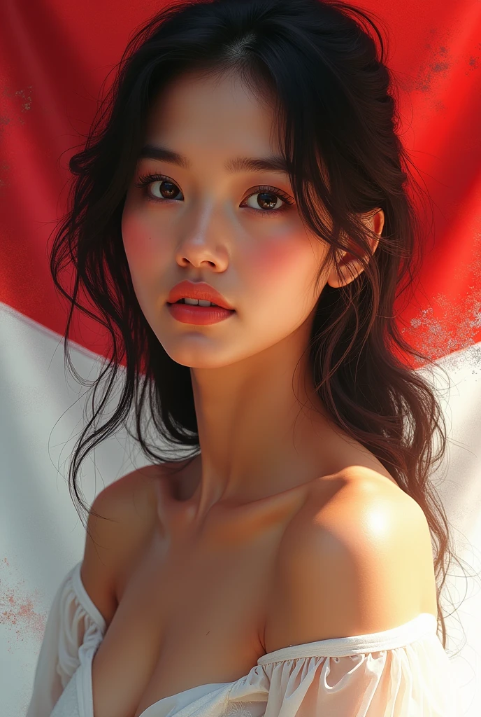 Indonesia flag girl breasts