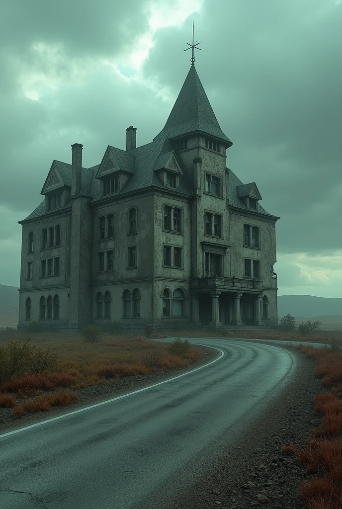 image of an horror abundant hotel on a big road