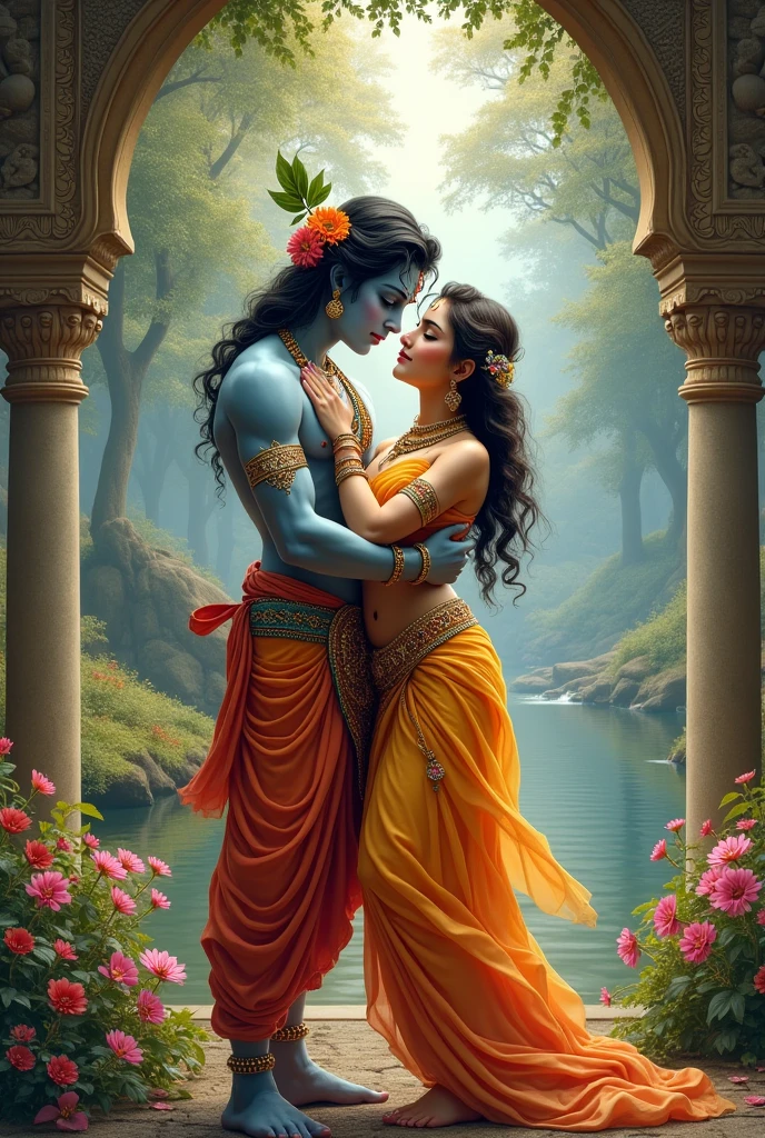 Create Radha Krishna wallpaper for resolution 1080 x 2340
