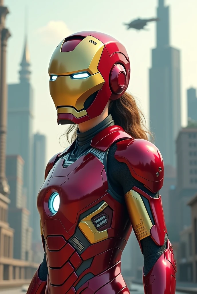 Girl with iron man helmet