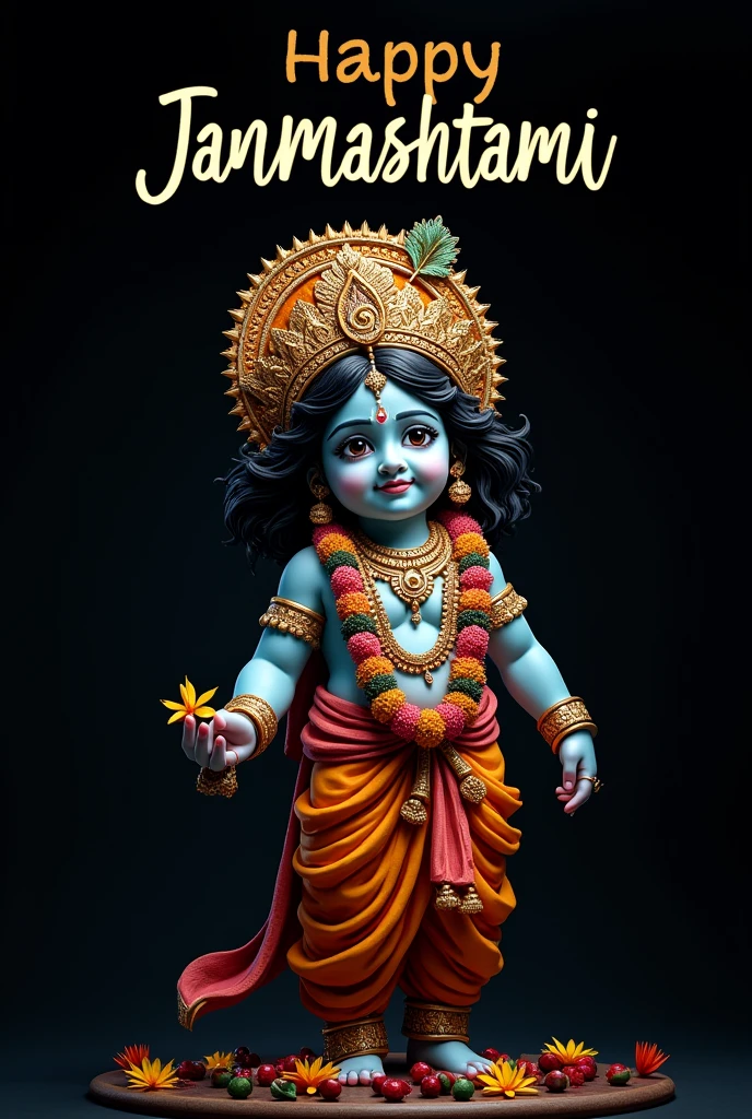 जन्माष्टमी की हार्दिक शुभकामनाएं, केवल लिखा होना चाहिए वो भी काले बैकग्राउंड पर