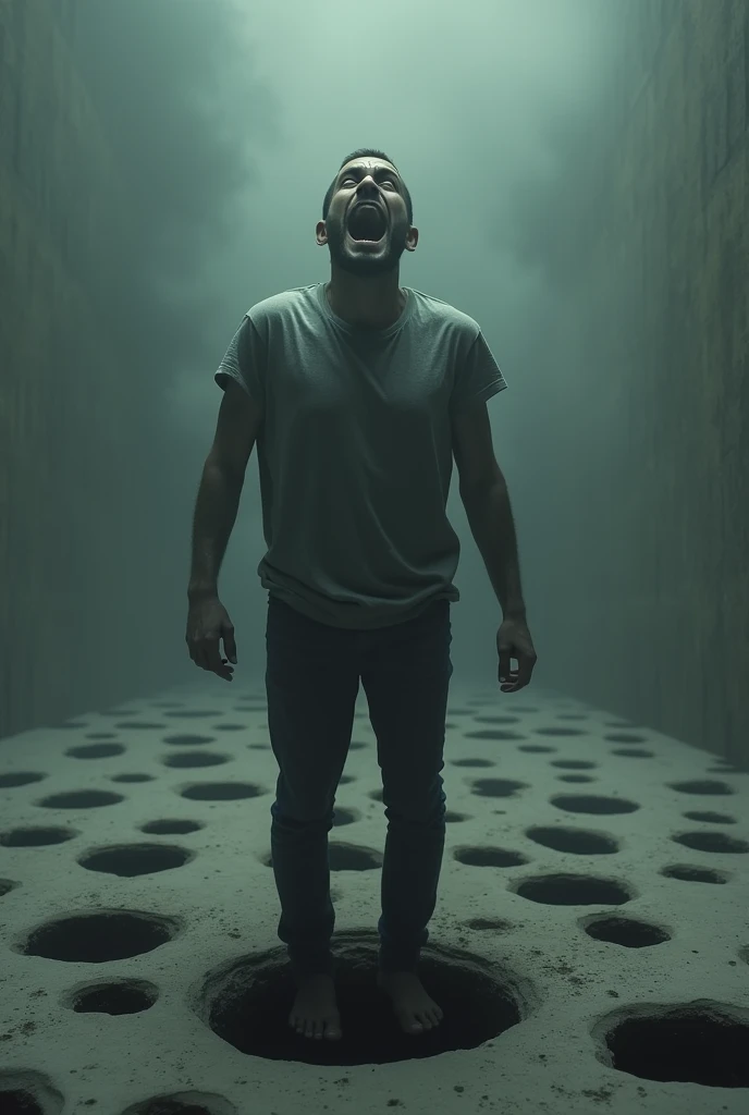 Man afraid of holes