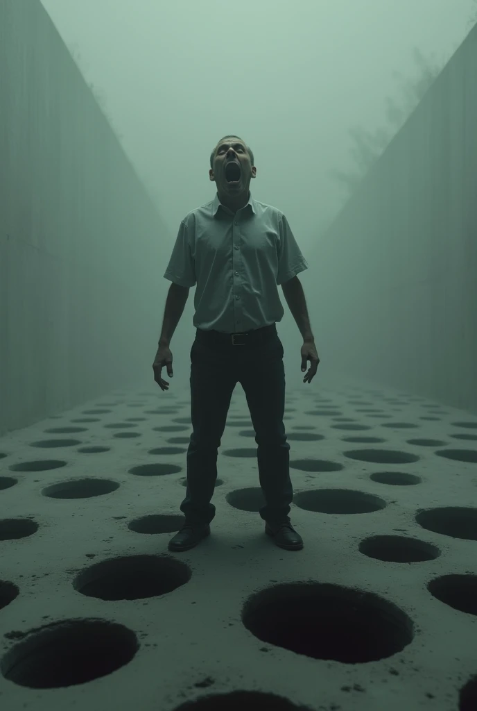 Man afraid of holes