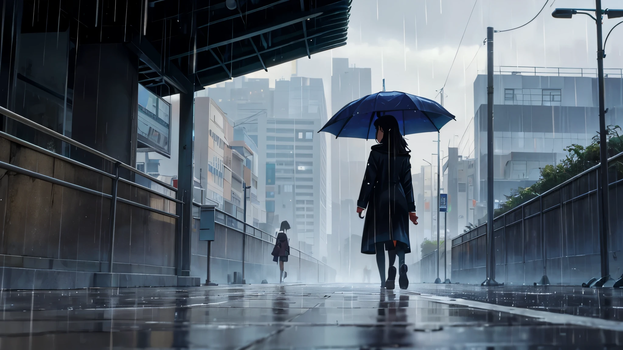 clearing, here is a script for the animation with the description you provided:

---

**Title: “Path of Rain”**

**Duration:** Approximately 1-2 minutes

**Gender:** Short animation, emotional

**Scene 1: Introduction**

**FADE IN:**

**EXT. RAINY STREETS - LATE AFTERNOON**

- **Description of the environment:** The scene takes place on an empty urban street. It&#39;s a rainy day and the rain is falling steadily. The streets are wet and the car tires make splashes in the water. The sky is gray and cloudy.

- **main character:** a young (approximately 20 years old), IN WORK CLOTHES, a dark coat and an umbrella that is being partially covered by the rain. She is walking slowly down the street, with a distant look and lost in thought.

**background music:** A soft, melancholic music plays, audible only through the girl&#39;s headphones. The music is a contrast to the rainy atmosphere, creating an introspective environment.

**Scene 2: focus on girl**

- **Close-up:** The camera focuses on the girl as she walks. She is looking attentively, but at the same time she seems to be immersed in her own thoughts. Headphones are visible.

- **Action:** The sound of the music is muffled, creating a sense of introspection. small details, like water running down an umbrella and raindrops falling on the sidewalk, are highlighted.

**Scene 3: Looking Back**

- **General plan:** The girl keeps walking, but the camera starts to follow your movement. She seems to hesitate for a moment and then stops.. 

- **Close-up:** The girl takes off one of the headphones with an expression of uncertainty.. She looks back., your gaze is a mixture of reflection and doubt. 

- **detaileds:** The ambient sound of rain is slightly more audible now, blending in with the distant sound of music still coming from the headphones. The expression on her face shows a connection to something that is no longer present..

**Scene 4: Reflection and Return**

- **medium shot:** In collection
