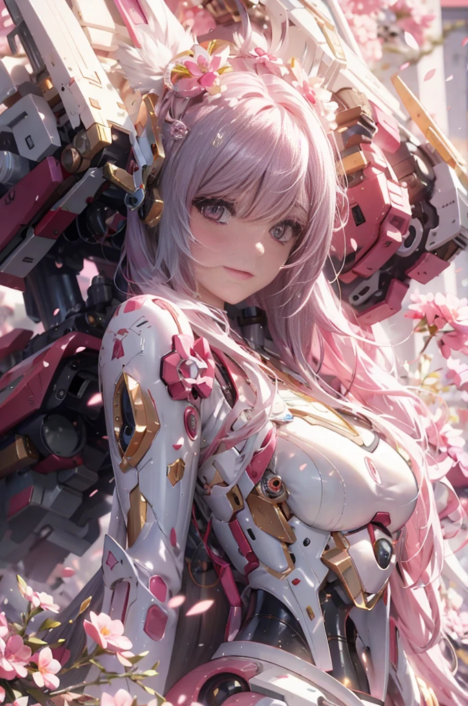 Anime girl with pink hair and white body wearing a pink outfit, best anime 4k konachan wallpaper, Detailed Digital Anime Art, anime robotic mixed with organic, anime style 4 k, Anime Mecha Aesthetics, anime art wallpaper 4k, anime art wallpaper 4k, mecha asthetic, Cyberpunk anime girl mecha, Detailed anime artwork, 4k anime wallpaper