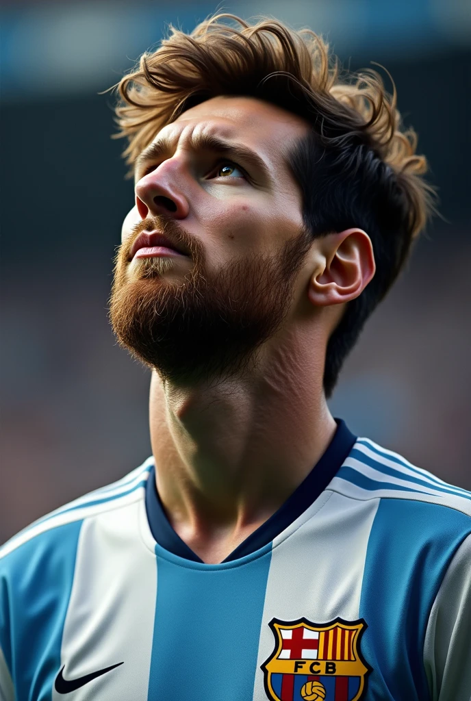 Young messi looking upwards
