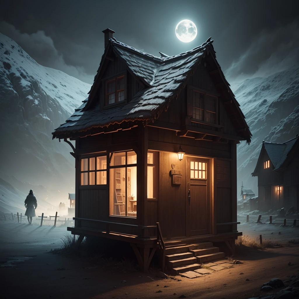 At night, in the small village, the dark spirit grew stronger in the house