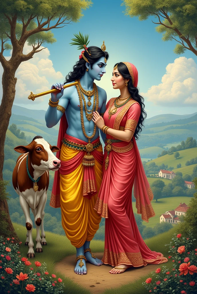 Lord krishna only leg with Radha cow's