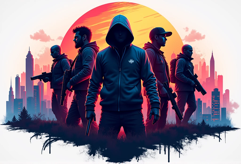 Create a logo that includes several games such as GTA V, calle of duty, assessing, provided, Minecraft, among us