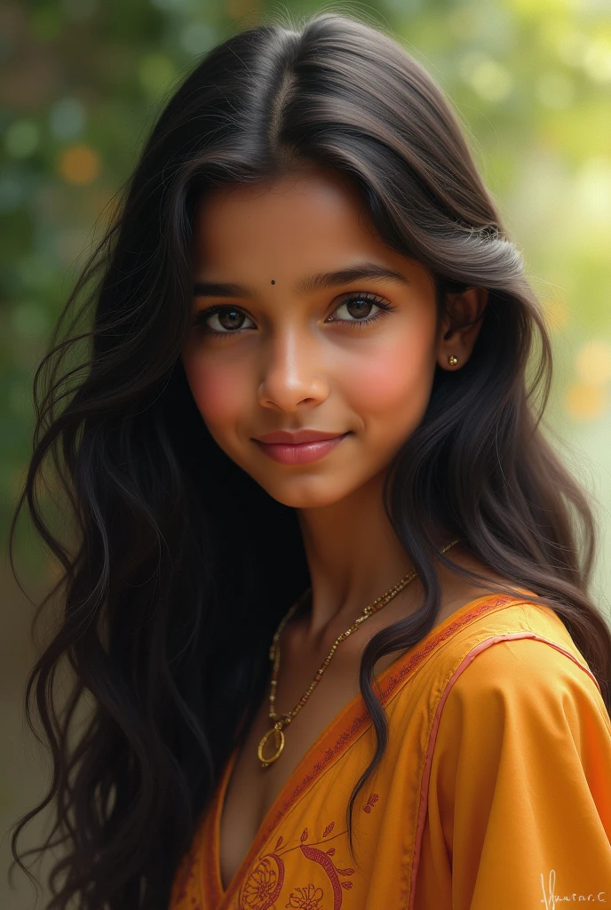 A girl with natural beauty and long hair she is a Kerala girl