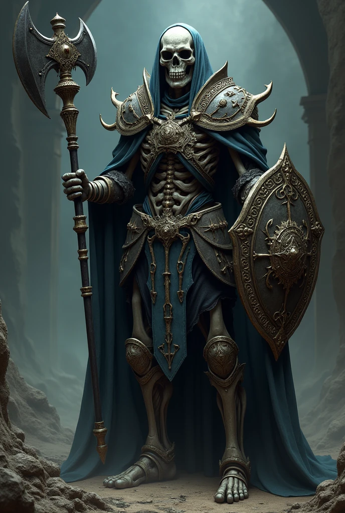 Esqueleto, morto-vivo, cleric, witcher, necromancer, armor, mace, shild