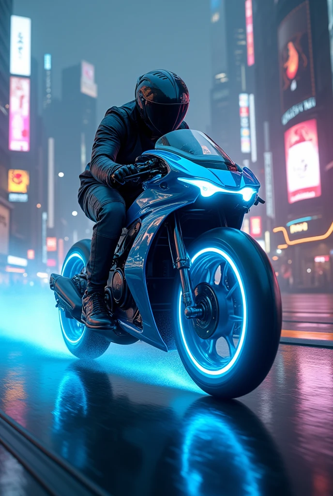 Bike with blue lught