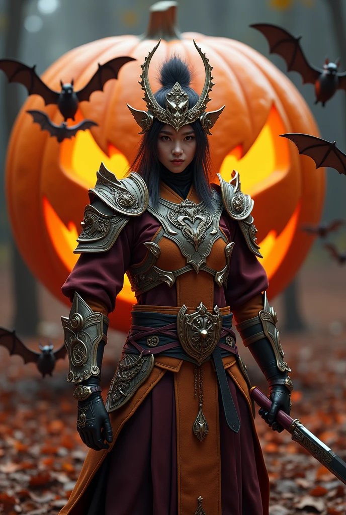 New game Black Myth Goku real person cosplay pumpkin lantern bat