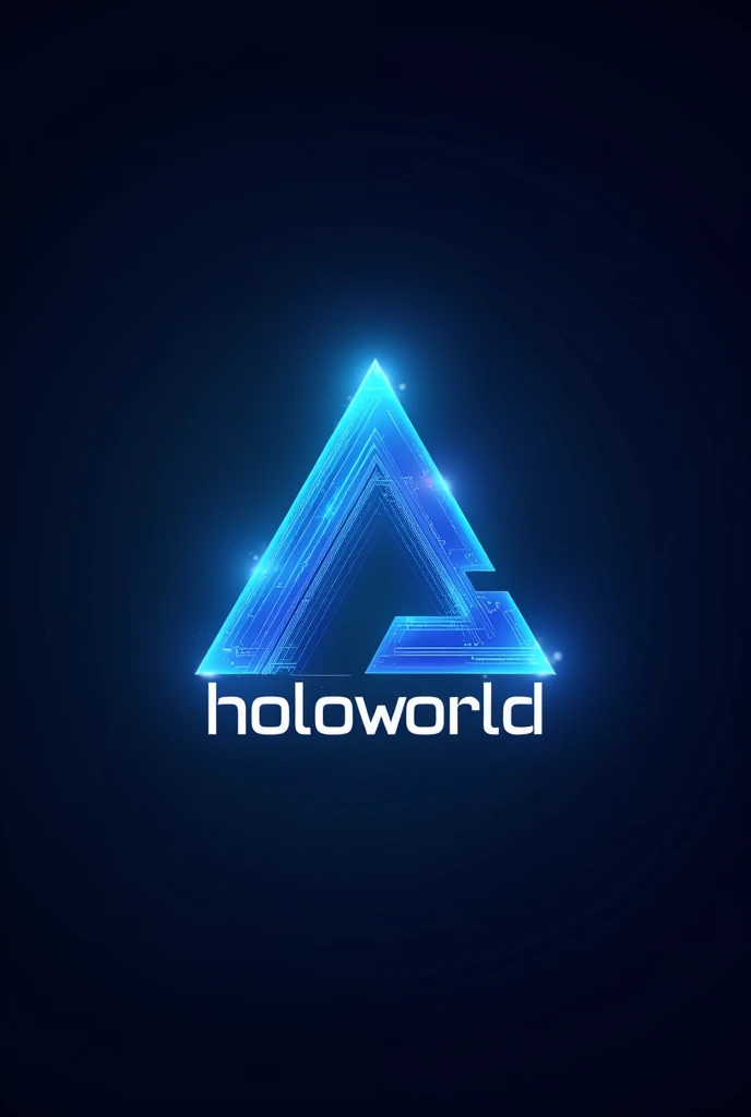 Hololive inspired logo containing the text HoloWorld with a blue triangle in the background 