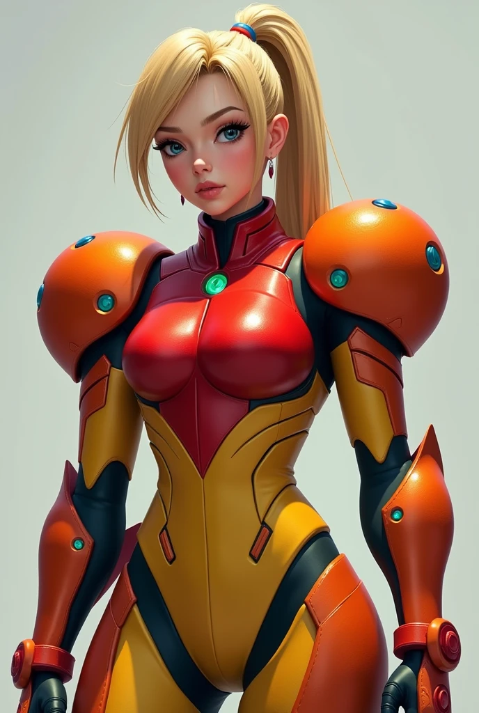 (masterpiece, best quality),  intricate details,, 1girl,    samus aran, ponytail, hair tie,,  