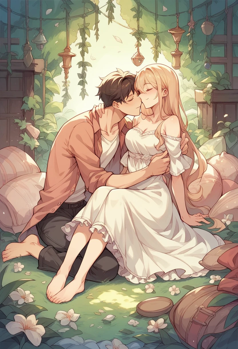 couple anime, size gap, pose romantic