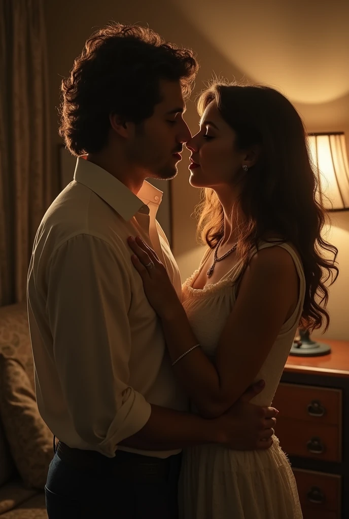 There is a man and a woman embracing in a room, 19photo from the 70s, 1 9 Photo two 7 0s, Foto dos anos 1980, Photo the 1 9 8 0, antique photo, Photo two 7 0s, photo from the 70s, work of art!, posando, 1 9 7 5 photo, 1980 photo, 90's photo
