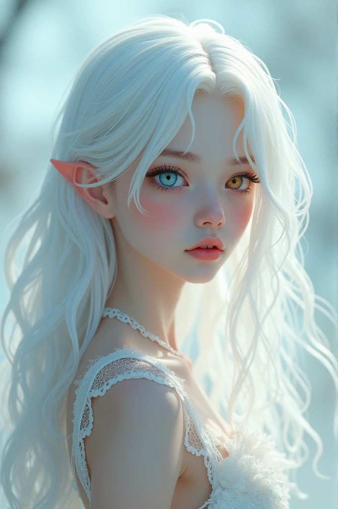 White hair femboy with cioley eye