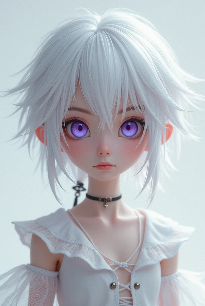 White hair femboy with vi
oley eye