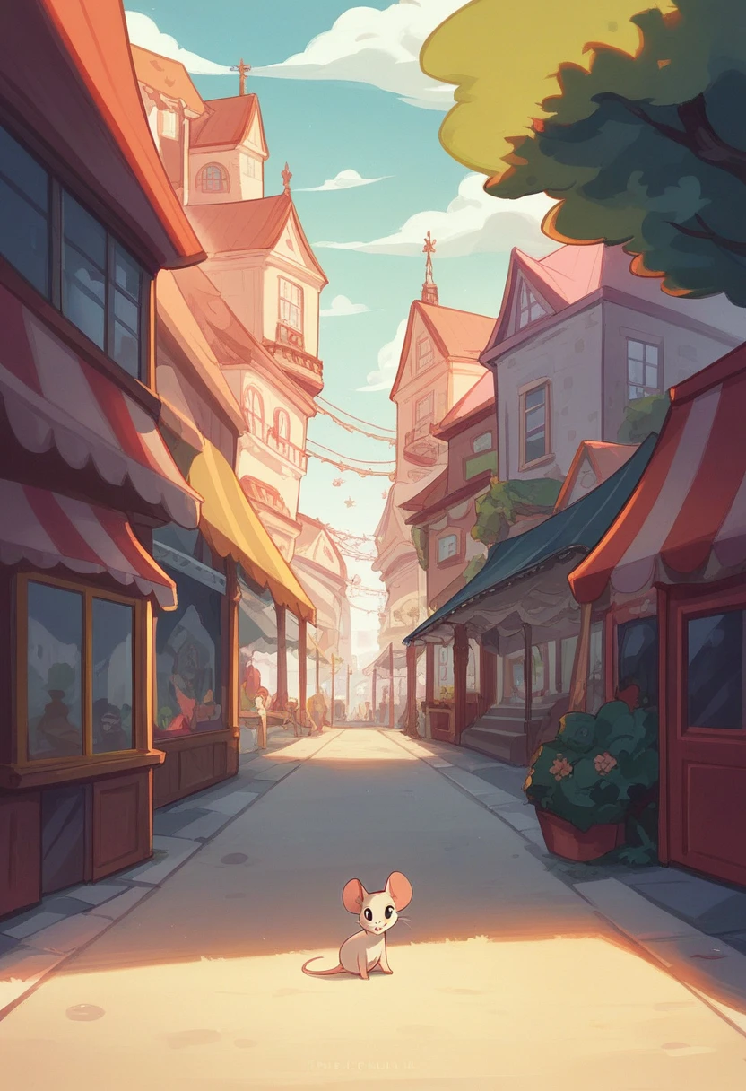 A very cute little mouse from a peaceful village went to the city in the middle of a luxurious urban area. But the mouse got lost in a playground. The little mouse felt lost and went to play on a deserted road. Suddenly it rained and he was alone in a luxurious urban area.