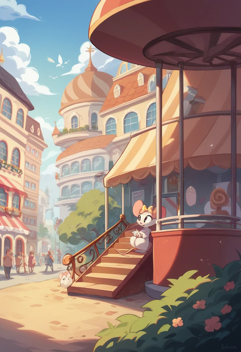 A very cute little mouse from a peaceful village went to the city in the middle of a luxurious urban area. But the mouse got lost in a playground. The little mouse felt lost and went to play on a deserted road. Suddenly it rained and he was alone in a luxurious urban area.