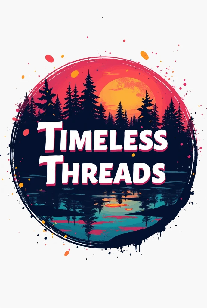 Timeless Threads Make me a logo for that page that is round like a profile photo but that has the name of the brand that looks striking that is out of the ordinary but that is striking and more colorful