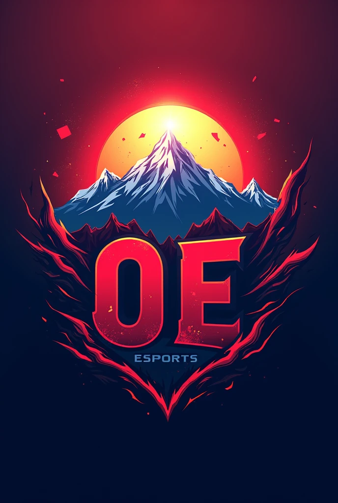 Creat a gaming esports logo for obber esport like nepal falg and aslo add color like nepal flag and add OE as a word
