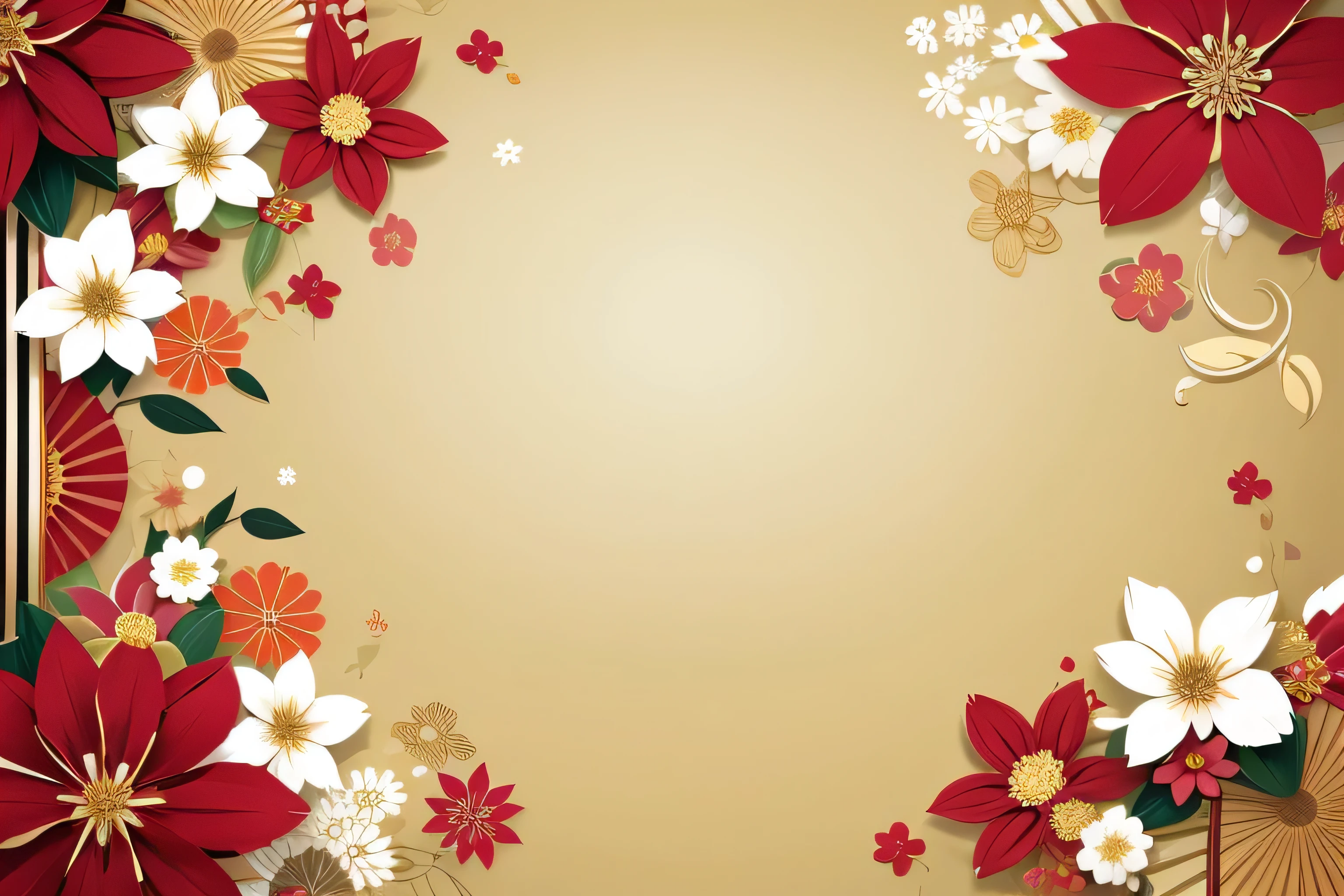 Background Japanese style Flower New Year&#39;s card New Year Winter Headline Title Frame Decoration Simple New Year&#39;s postcard January Japanese pattern Plum Cherry blossom Spring Glitter Japanese paper Decorative frame 2024 Reiwa 6 New Year Cherry blossom viewing Wallpaper　A gorgeous Japanese-style background for celebrations