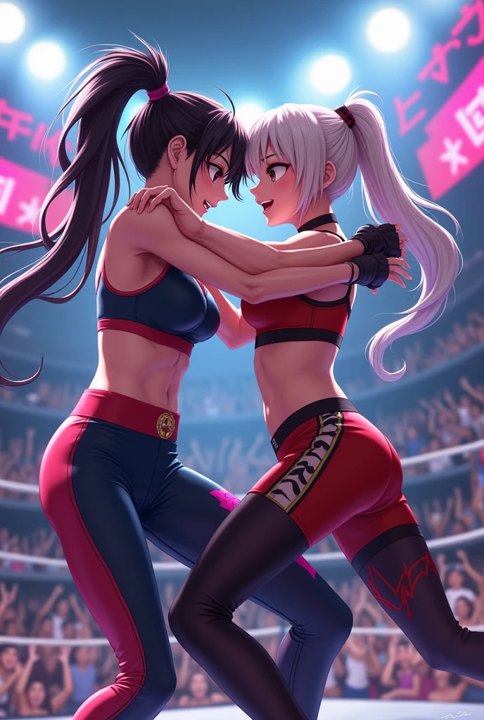 wrestling female Two people anime Pants Driver