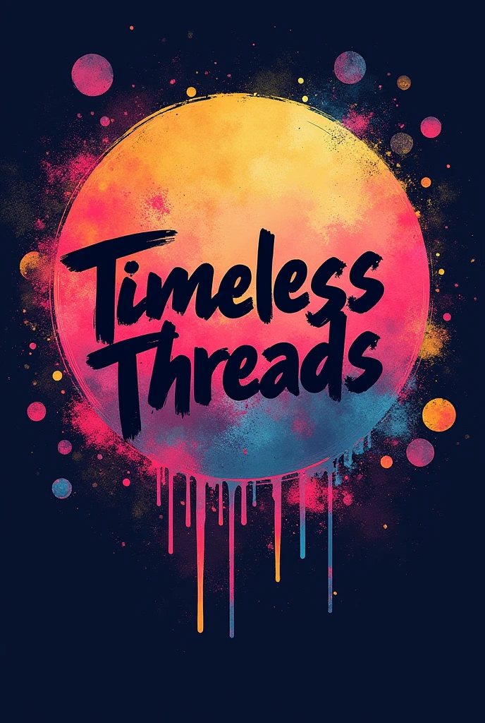 Timeless Threads Make me a logo for that page that is round like a profile photo but that has the name of the brand that looks striking that is out of the ordinary but that is striking and more colorful 