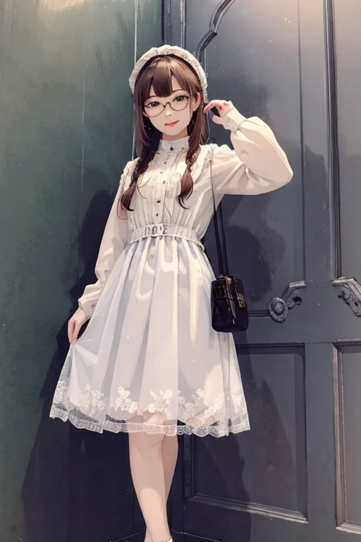 Highest quality、masterpiece、High sensitivity、High resolution、Detailed Description、Slender women、Glasses、Girly Fashion、