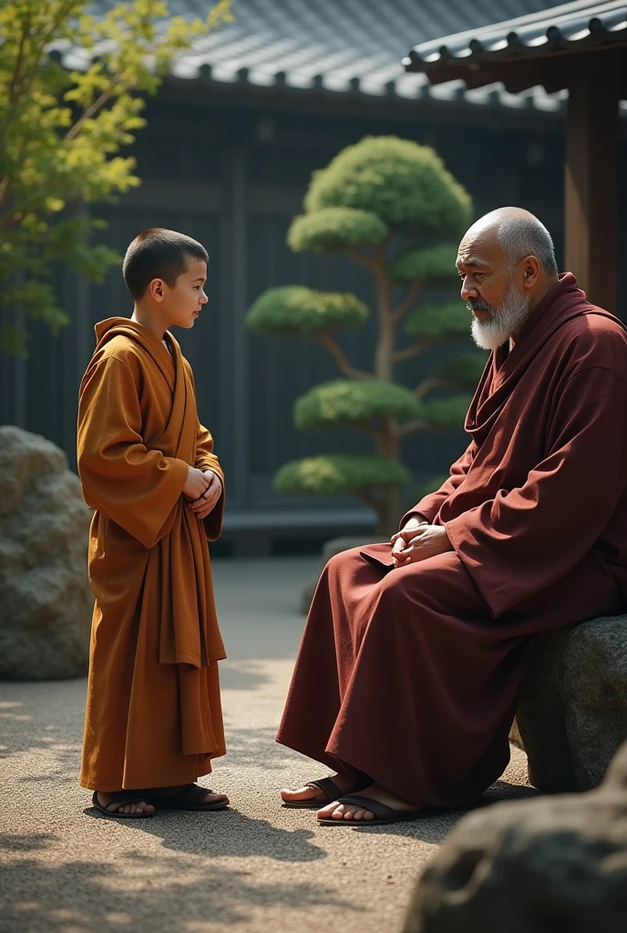 The 30 year old se monk is puzzled in front of zen master