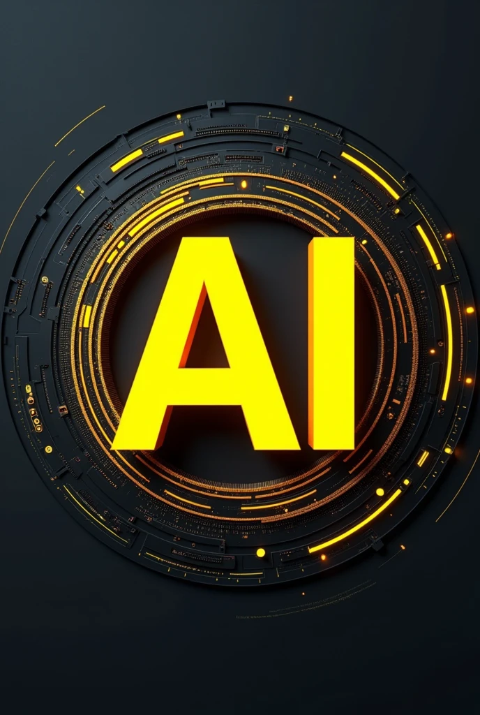 Word ai in circle with bold letters and that cover all the circle no circle to be there only Ai in circle shape with yellow colour