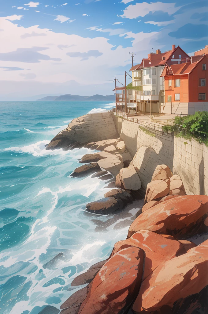 The sea is wavy