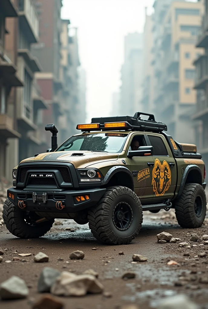 Create a DIY armored ram truck that says bucks troop
