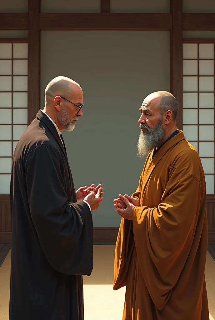 The 30 year old monk is puzzled in front of zen master