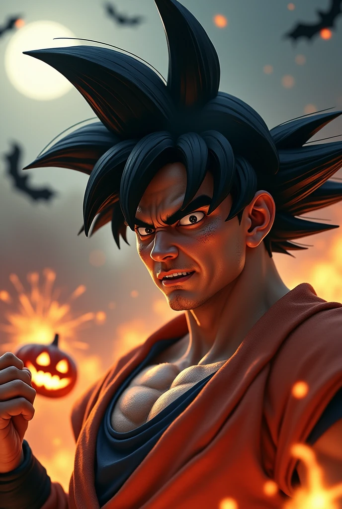 New game Black Myth Goku real person cosplay facial wrinkles all combed upwards explosion pumpkin lantern bat
