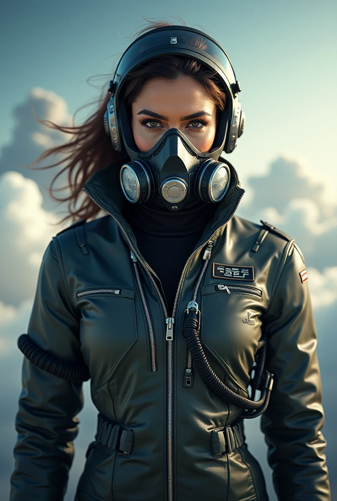 Aishwarya Rai wearing a fighter pilot suit, a fighter oxygen mask