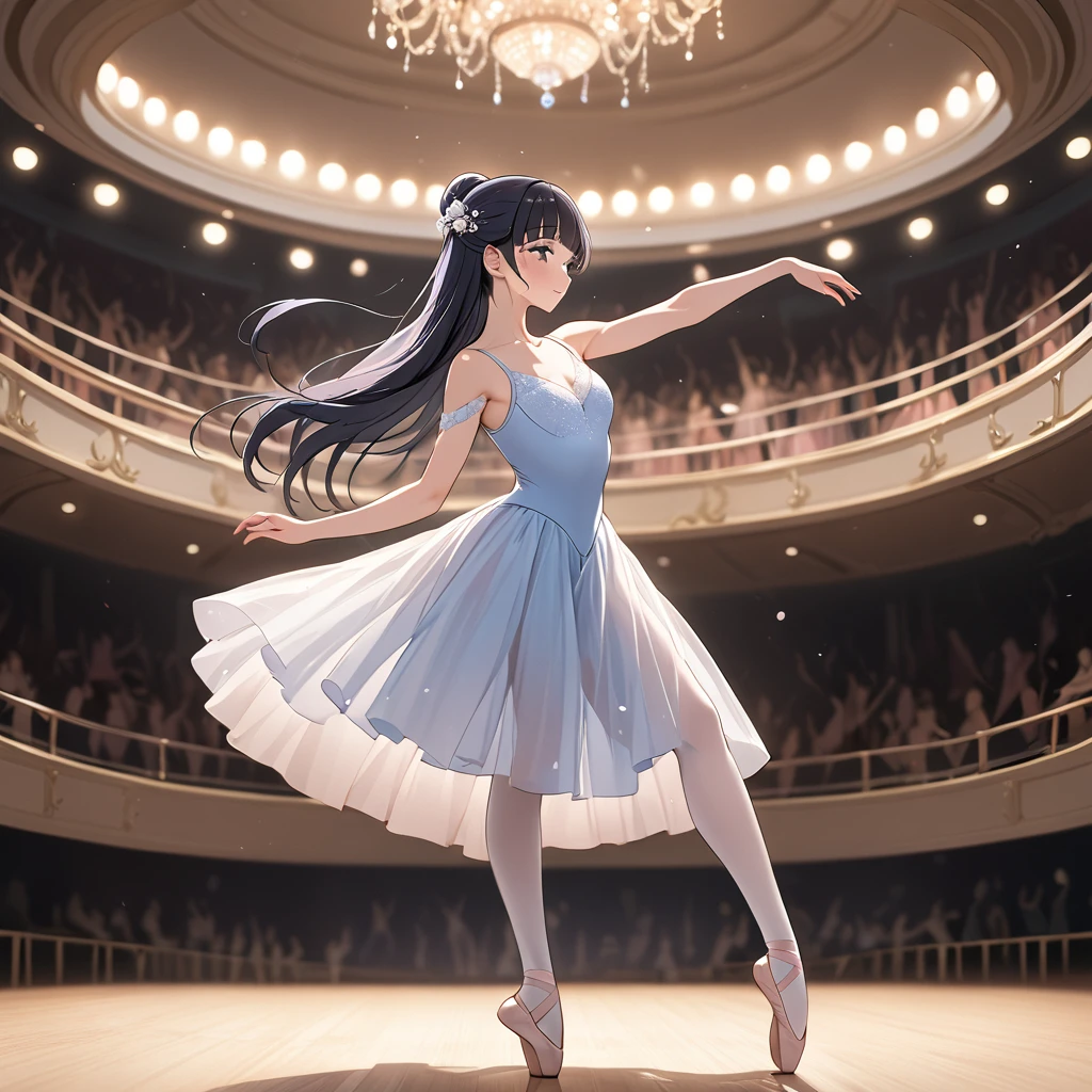 ((Highest quality)), ((masterpiece)), (detailed), (Perfect Face)、The woman is Reika Aoki with semi-long hair、A woman is dancing ballet in a ballet costume at the ballet venue