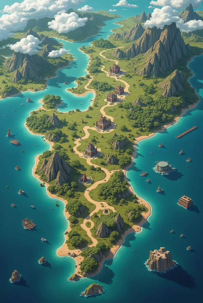 an rpg map based on the earth map but with 1 more continent