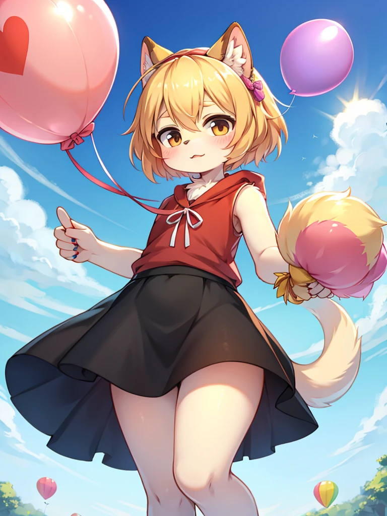 ish girl , Holding a balloon , coquettish