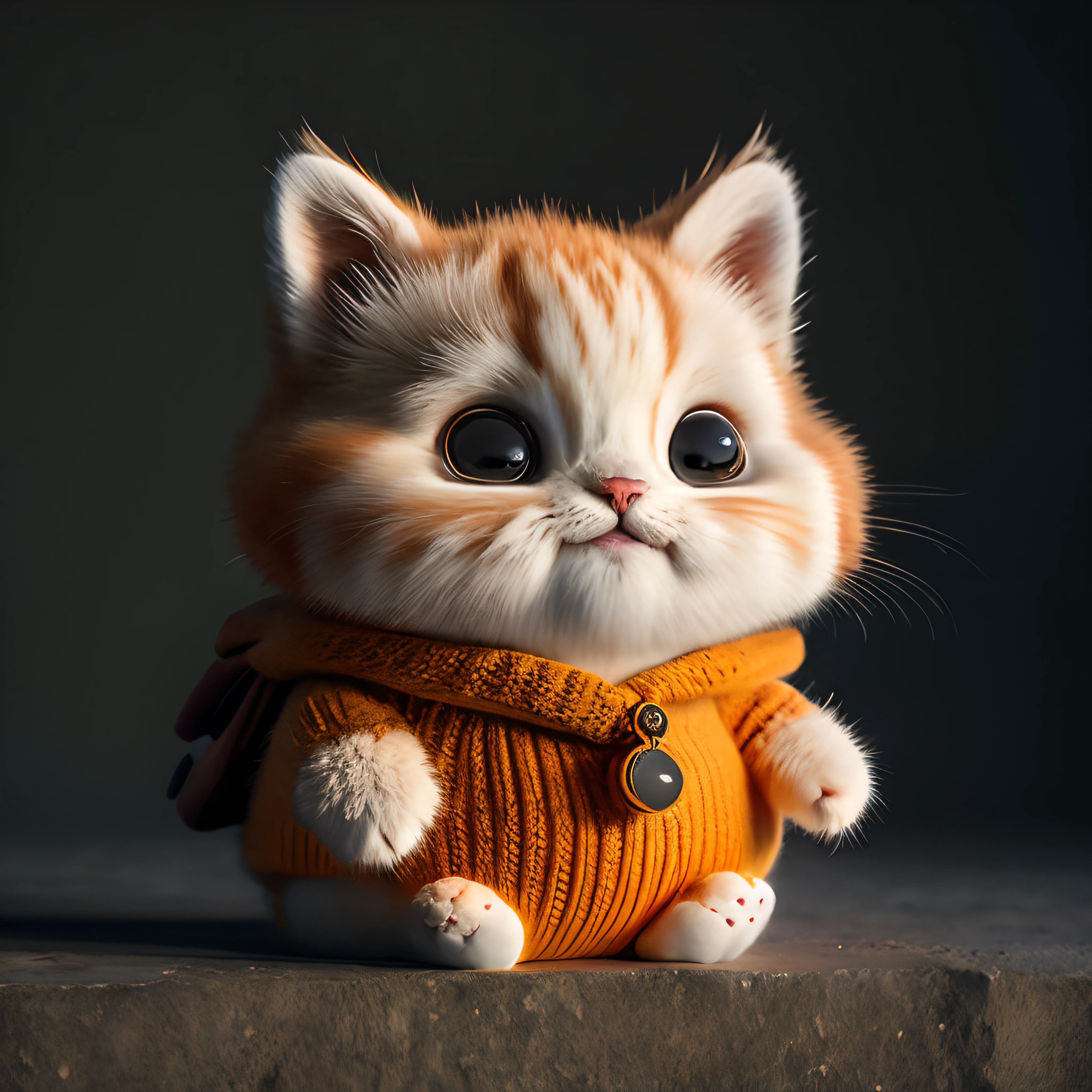 cat, orange, fat, garfield, no_humans, depth of field, disney style, DARK_Glam, wearing DRK_Glam, deep shadow, (dark: 1.4), (8k, RAW photo, best quality, masterpiece: 1.2), big expression happy with mouth