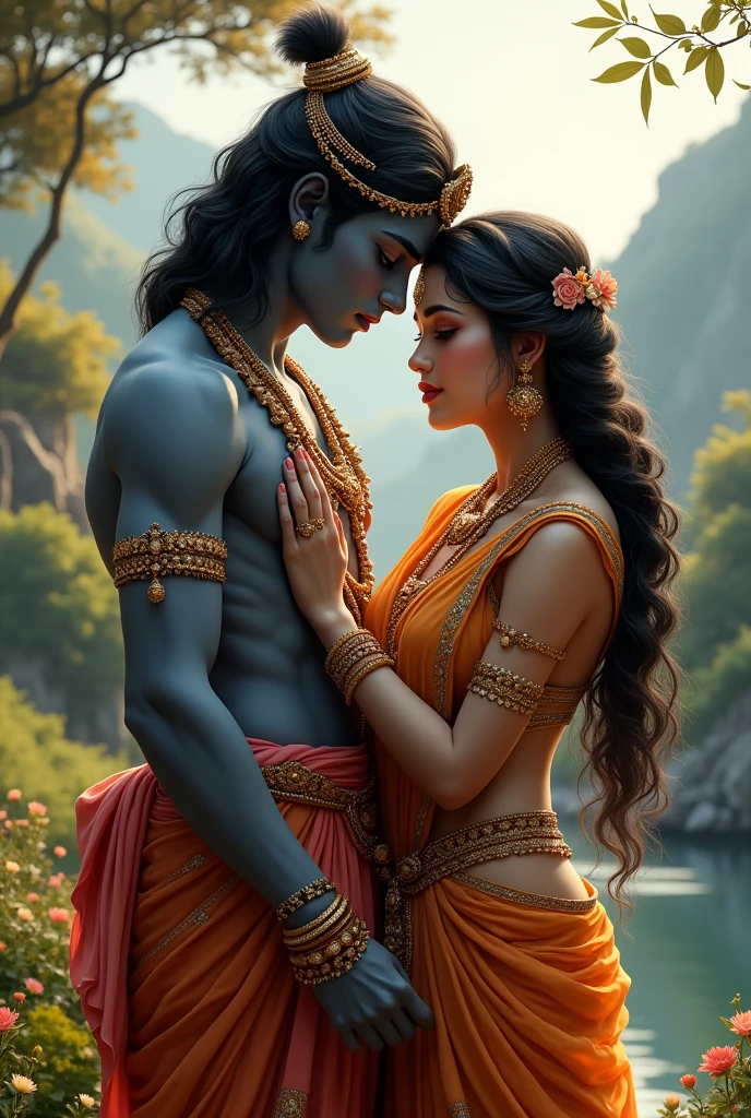 Shree krishna with radha realistic pic