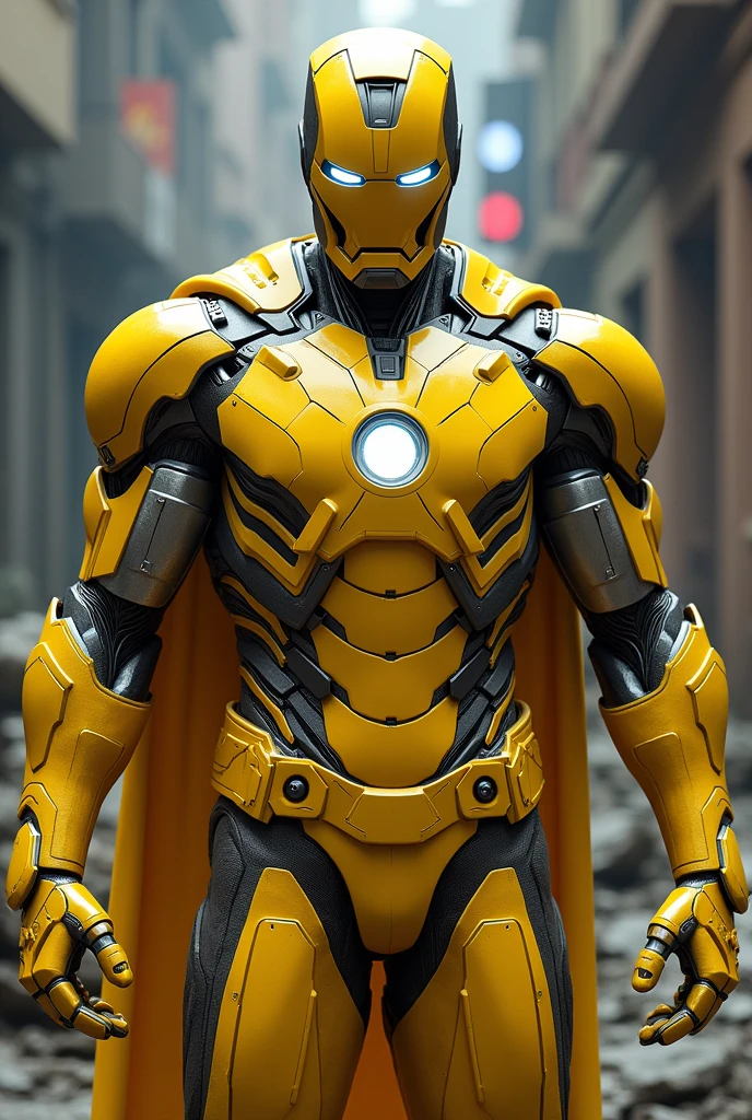 Iron Man with wearing yellow X-men Suit and X-men logo on this Chest
