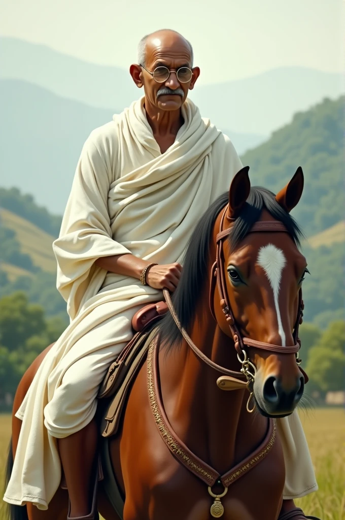 Mahatma Gandhi on horse