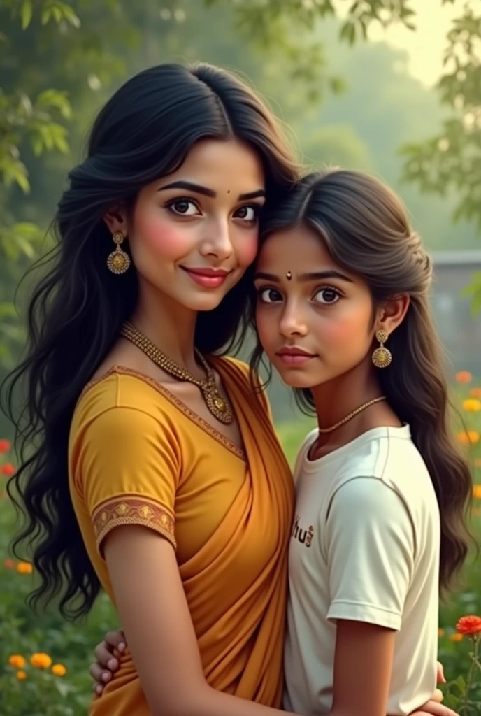 Beautiful karishna and A indian girl she wear white shirt and on the her shirt write name Veshuu