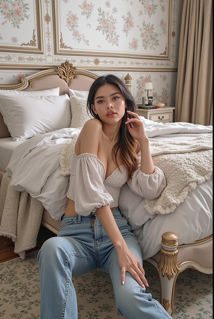 RAW photo, best quality, masterpiece, photorealistic, Polish girl, 20 years old, full body, black hair, Light grey eyes, short bob cut, hair in 7 thirds, hair over one ear, Detailed Skin, Detailed face, Big Breasts, rip gloss, Gel Nails, Detailed finger