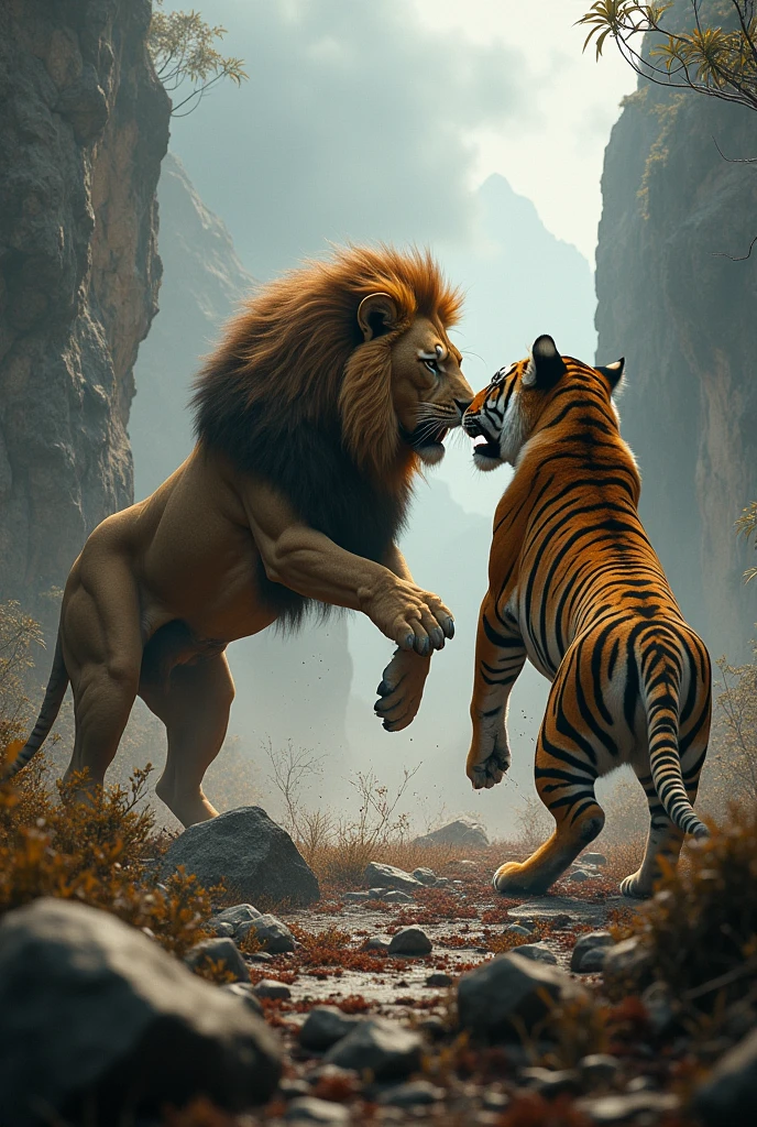 Lion vs. Tiger  battle 
I need 5 images
1 lion in battle mode 
2 tiger in battle mode 
3 tiger and lion fighting mode 
4 tiger and lion on the fighting.
5 tiger is the winner of the fighting.
